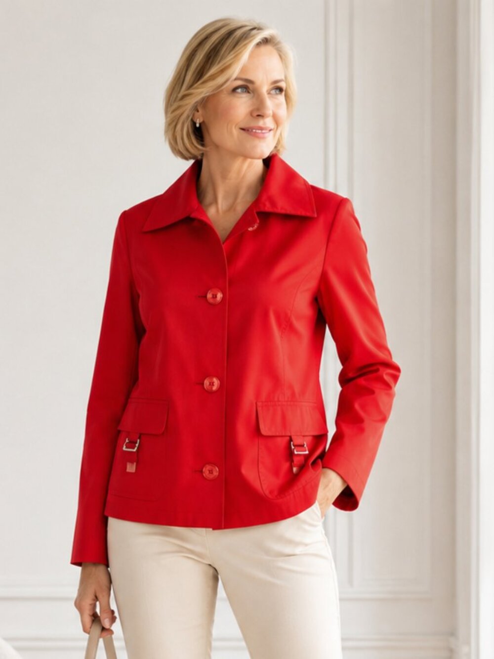Ellen Tracy Tomato Red Jacket Medium Classic Chic Statement Blazer